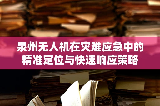 泉州无人机在灾难应急中的精准定位与快速响应策略